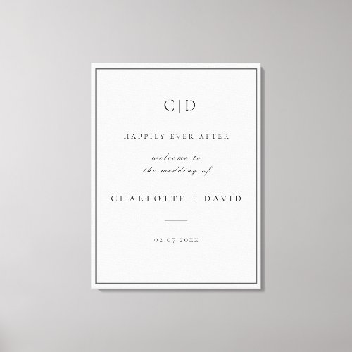 Charl B Elegant Vertical Monogr Wedd Welcome   Canvas Print