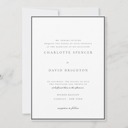 CharlBGrey  Brides Parent Widower Wedding Invitation