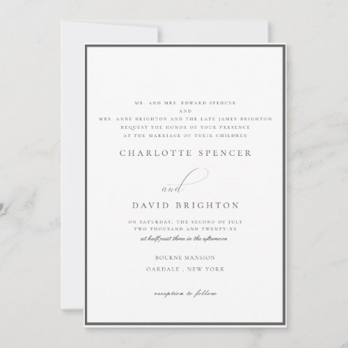 CharlB GreyGrooms Parent Deceased Wedding Invitation