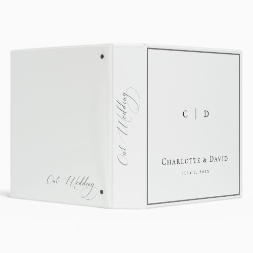 Charl B  Monogram Grey Frame Wedd Photo Album  3 Ring Binder