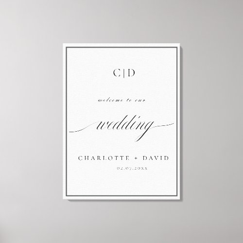 Charl BVertical Monogr Wedd Ceremony Welcome   Canvas Print