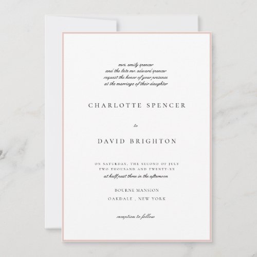 CharlFBlack Brides Parent Deceased Wedding  Invitation