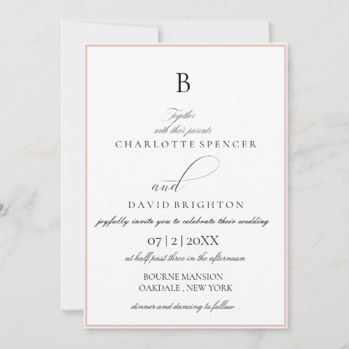 CharlF  Black CalligrTypogr Monogram Wedding Invitation