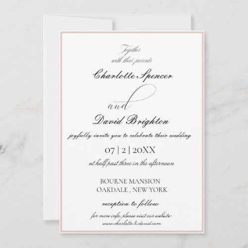 CharlF Black Calligraphy  Reception Info Wedding Invitation