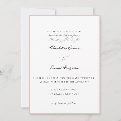 CharlF  Black CalligraphyTraditional Wedding  Invitation