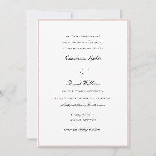 CharlF Black CalligraphyTraditional Wedding  Invitation