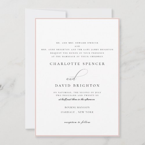 CharlFBlack Grooms Parent Deceased Wedding  Invitation