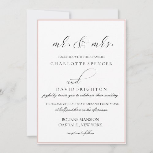 CharlF  Black Typography Mr and Mrs Wedding Invitation