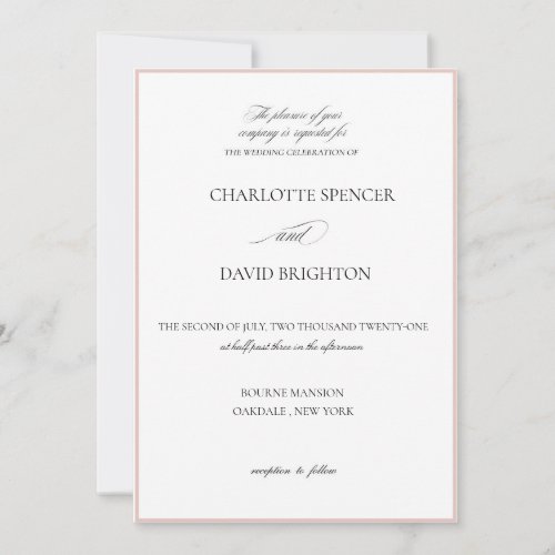 Charl F_ Elegant Calligraphy Blush Frame Wedding  Invitation