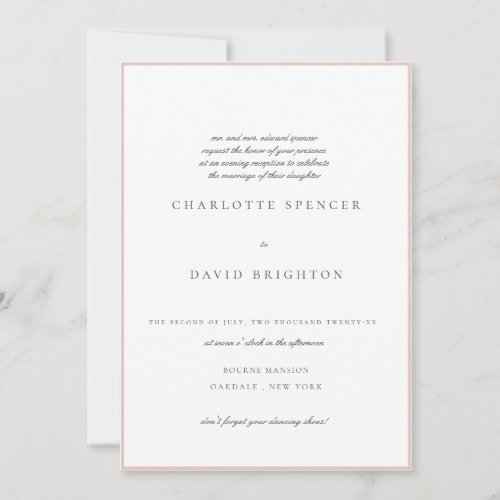 Charl F  Elegant Grey Wedding Evening Invitation