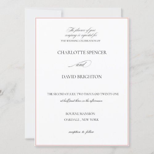 CharlF__Elegant Wedding Blush Frame 55 x 75 Invitation