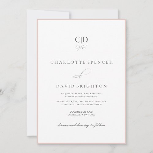 CharlF  Grey CalligrTypogr Monograms Wedding  Invitation