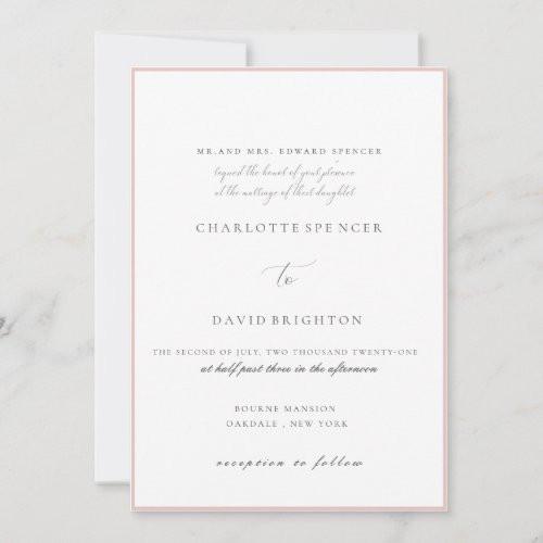 CharlF Grey CalligrTypogr Traditional Wedding Invitation