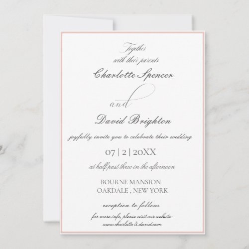 CharlF Grey Calligraphy Reception Info Wedding Invitation