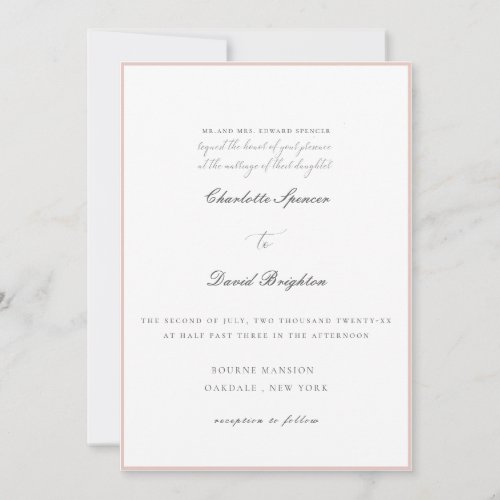 CharlF  Grey CalligraphyTraditional Wedding  Invitation