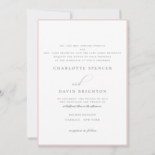 CharlF GreyGrooms Parent Deceased Wedding  Invitation
