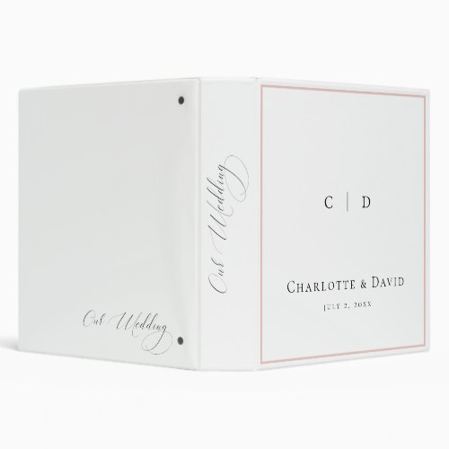 Charl F  Monogram Blush Frame Wedd Photo Album  3 Ring Binder
