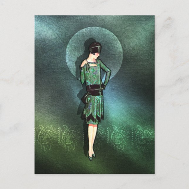Charla - 1920s Fashion in Sage, Green and Aqua Postcard (Front)
