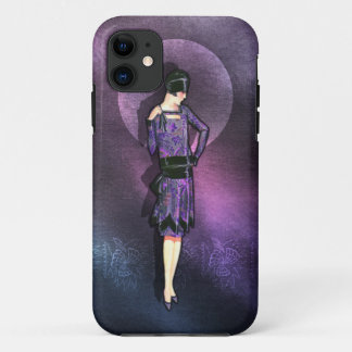 Charla - 1920s Fashion in Steel Blue and Purple iPhone 11 Case