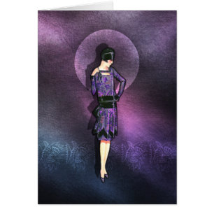 CHARLA, Art Deco Lady in Purple and Steel Blue