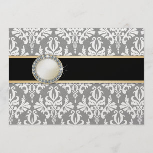 Charlamain Vintage Damask Wedding Invitation