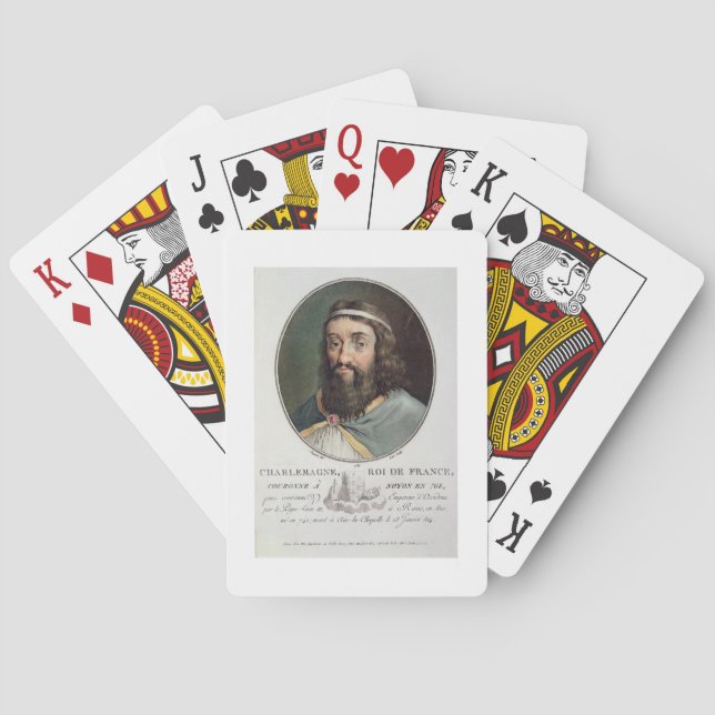 Charlemagne (747-814), King of France, engraved by Poker Cards (Back)
