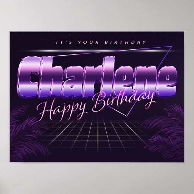 Charlene Name First Name Purple Retro Poster Birth (Front)