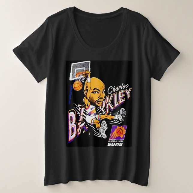 Charles Barkley Retro Basketball Cartoon Worn Plus Size T-Shirt (Design Front)