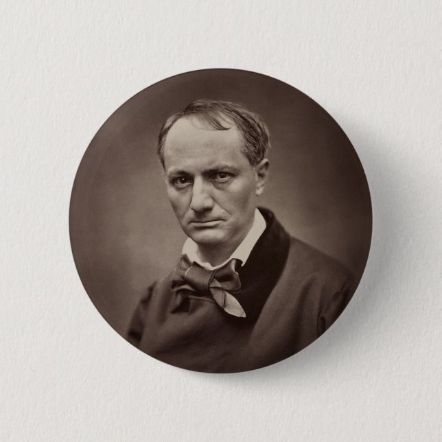 Charles Baudelaire by Étienne Carjat Button (Front)