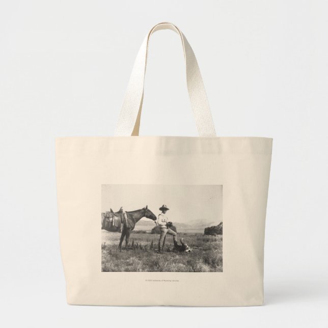 Charles Belden with horse and skull. Large Tote Bag (Front)