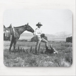Charles Belden with horse and skull. Mouse Pad