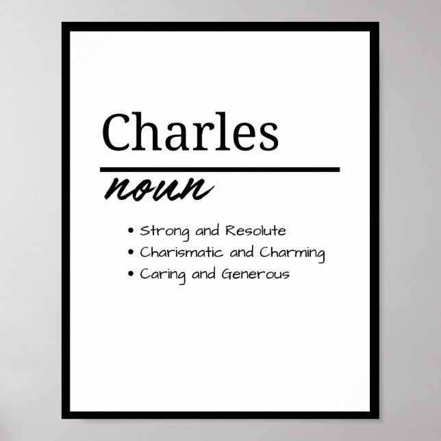Charles, Boy Personalized Name Definition Poster (Front)