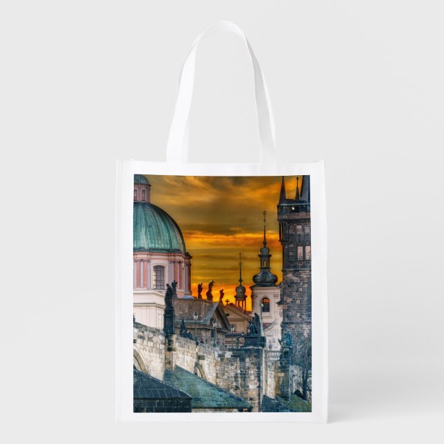 Charles Bridge at sunrise Grocery Bag (Front)