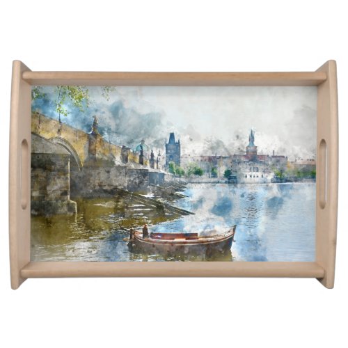 Charles Bridge in Prague Czech Rebulic Serving Tray