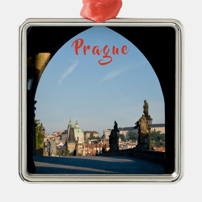 Charles bridge in Prague, Czech republic Metal Ornament (Front)