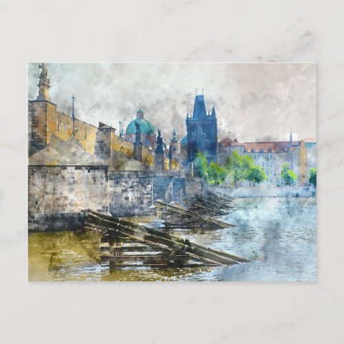 Charles Bridge in Prague Czech Republic Postcard