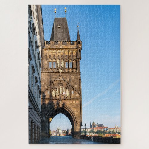 Charles bridge old tower  Prague castle Jigsaw Puzzle