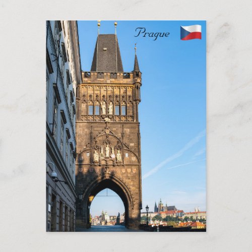 Charles bridge old tower  Prague castle Postcard
