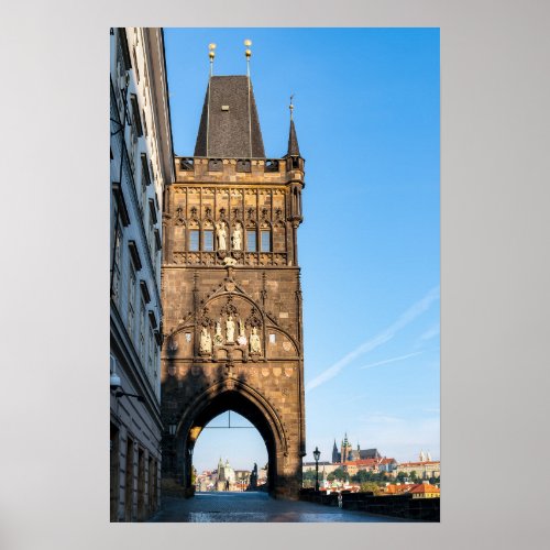 Charles bridge old tower  Prague castle Poster