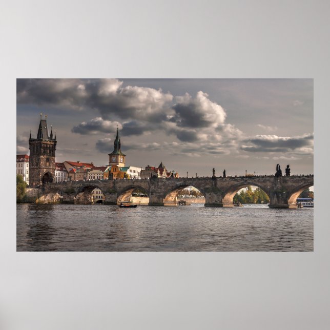 Charles Bridge, Prague colorful photography Poster (Front)