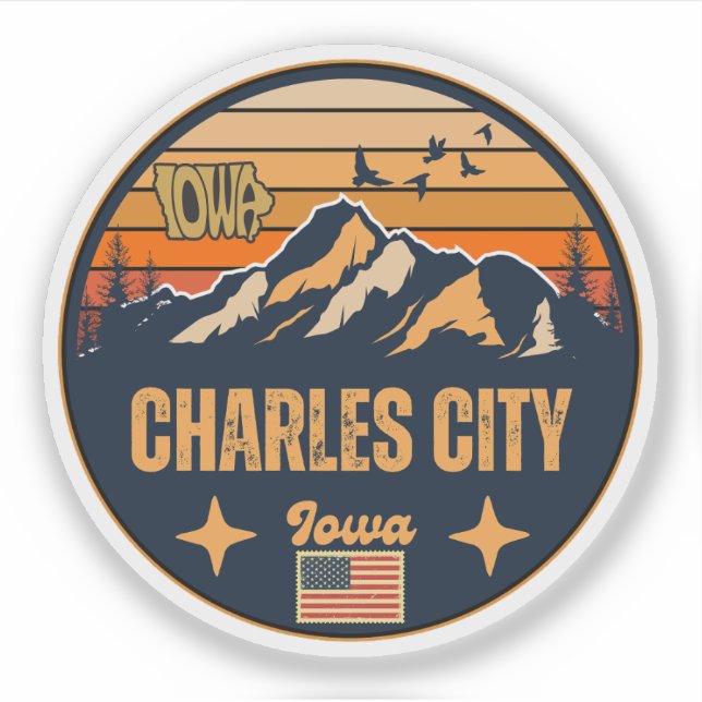 Charles City, Iowa, United States Sticker (Front)