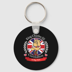 Charles Coronation English Bulldog In A Crown Keychain