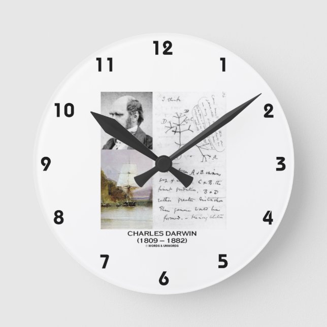 Charles Darwin (Darwin HMS Beagle Phylogenetics) Round Clock (Front)