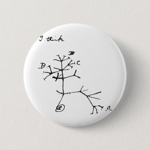 Charles Darwin - I Think (Black) Button