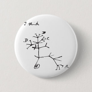 Charles Darwin - I Think (Black) Button