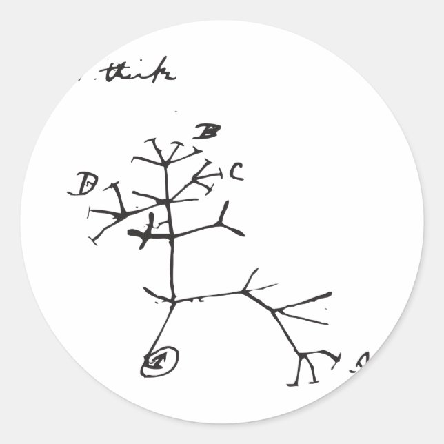 Charles Darwin - I Think (Black) Classic Round Sticker (Front)