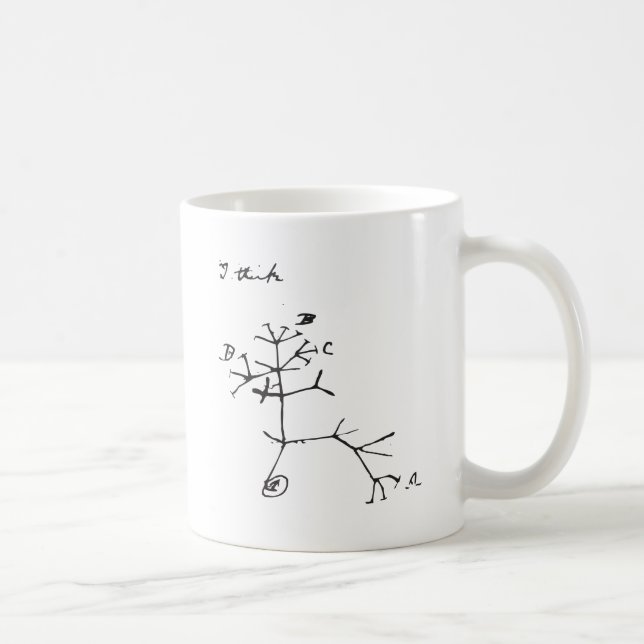 Charles Darwin - I Think (Black) Coffee Mug (Right)