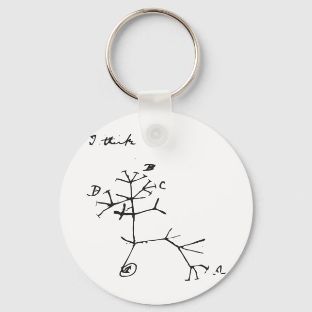 Charles Darwin - I Think (Black) Keychain (Front)
