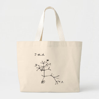 Charles Darwin - I Think (Black) Large Tote Bag