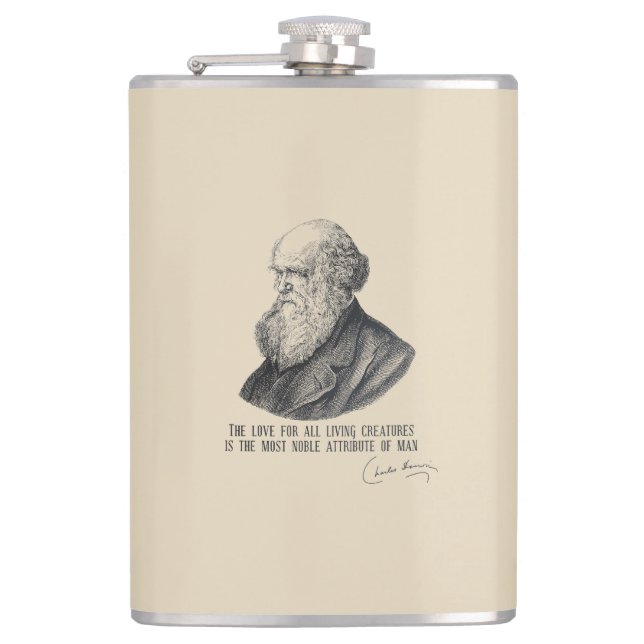 Charles Darwin: Love for Living Creatures Flask (Front)
